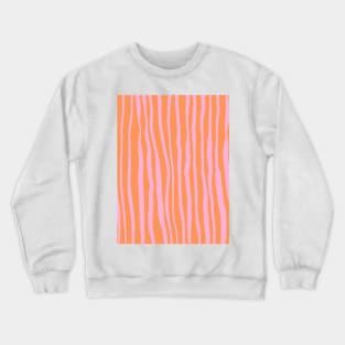 Vertical retro wavy lines - orange Crewneck Sweatshirt